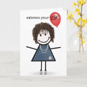 Carte Fille agée de 29 ans avec ballon rouge (Fleur jaune)