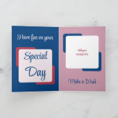 Carte Fille ajouter nom photo bleu rose anniversaire (Intérieur)