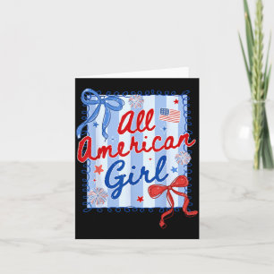 Carte Fille Américaine Coquette Bow 4 Juillet Fille Femm