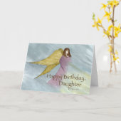 Carte Fille Angel Anniversaire Bleu (Fleur jaune)