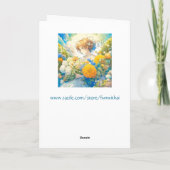 Carte Fille Anime en fleurs | Penser à votre sujet (Dos)