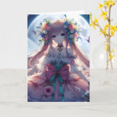 Carte Fille Anime Fleur Lune Fée (Fleur jaune)