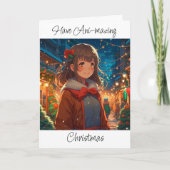 Carte Fille Anime | Joyeux Noël Bonne année (Devant)