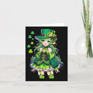 Carte Fille animée de la Saint-Patrick Leprechaun Kawaii