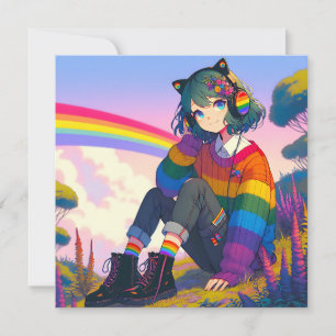 Carte Fille animée LGBTQIA+ Fierté lesbienne