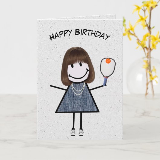 Carte Fille Anniversaire Avec Pickleball Paddle (Fleur jaune)