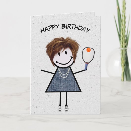 Carte Fille Anniversaire Avec Pickleball Paddle (Devant)