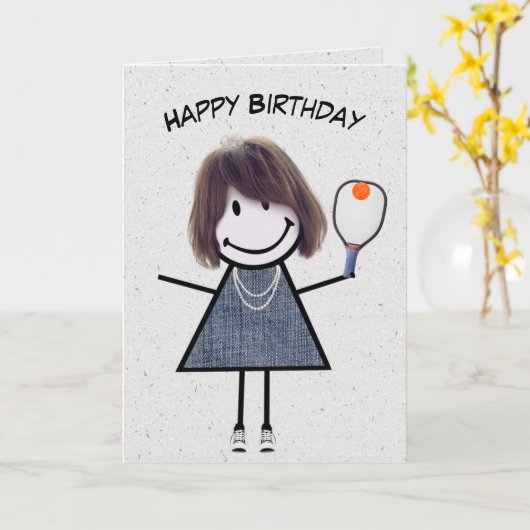 Carte Fille Anniversaire Avec Pickleball Paddle (Fleur jaune)