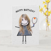 Carte Fille Anniversaire Avec Pickleball Paddle (Fleur jaune)