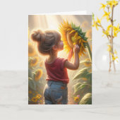 Carte Fille Anniversaire Avec Tournesol Flambant (Fleur jaune)