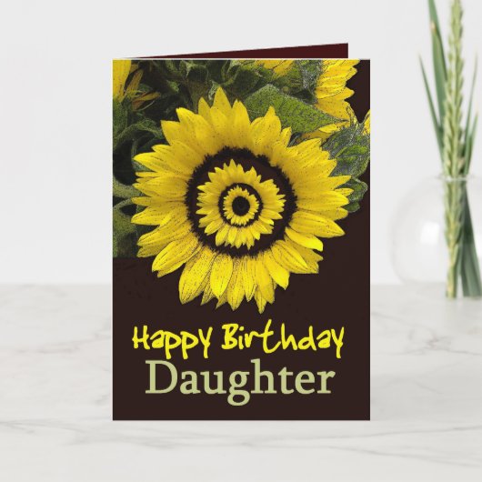 Carte FILLE Anniversaire avec Tournesol gai (Devant)