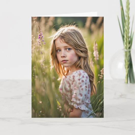 Carte Fille Anniversaire Dans La prairie D'Été (Devant)