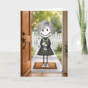 Carte Fille anniversaire dessinée avec bouquet de pâquer