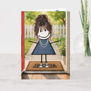 Carte Fille anniversaire dessinée avec martini