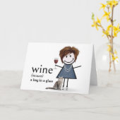 Carte Fille anniversaire dessinée avec vin et chat (Fleur jaune)