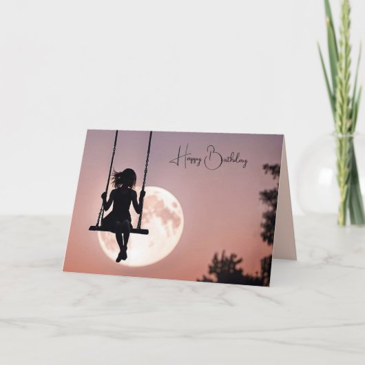 Carte Fille Anniversaire En Pleine Lune (Devant)