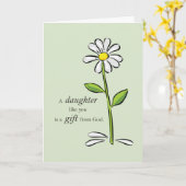 Carte Fille Anniversaire, Fleur de marguerite verte reli (Fleur jaune)