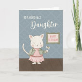 Carte Fille Anniversaire Kitty dans une robe Flower (Devant)