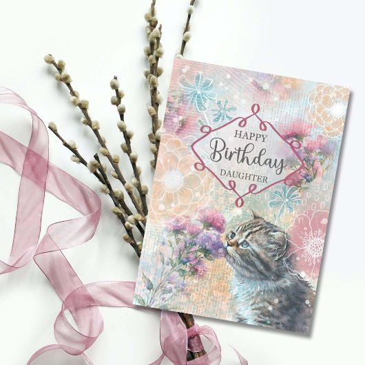 Carte Fille Anniversaire Sweet Kitty et Fleurs Collage