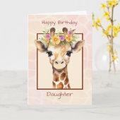 Carte Fille Anniversaire Sweet Safari Jungle Giraffe (Fleur jaune)