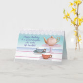 Carte Fille Anniversaire Teapot, Teapups (Fleur jaune)