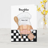Carte Fille Anniversaire Whimsical Gnome Chef Cuisine (Fleur jaune)