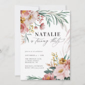 Carte Fille aquarelle florale 30e anniversaire rose bleu (Devant)