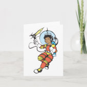 Carte Fille astronaute avec lance-roquettes (Devant)