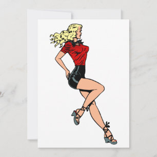 Carte Fille au charme rétro à côté, blonde bombshell
