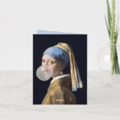 Carte Fille au collier de perles soufflant du chewing-gu (Dos)