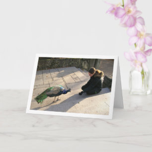 Carte Fille au paon