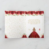 Carte Fille aux cheveux blonds avec fleurs rouges Annive (Intérieur)