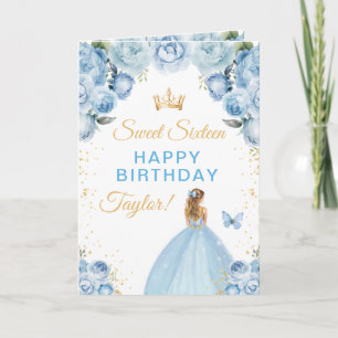 Carte Fille aux cheveux blonds bleus, anniversaire de se