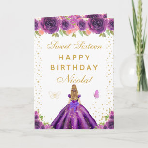 Carte Fille aux Cheveux Blonds Fleur Violette Sweet Sixt