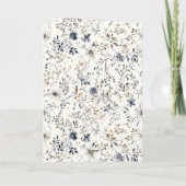 Carte Fille aux Cheveux Rouges Noël Floral Bleu (Dos)