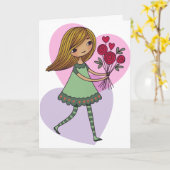 Carte Fille aux fleurs (Fleur jaune)