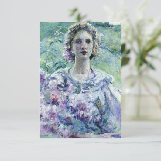 Carte Fille aux fleurs violettes (par Robert Reid) (Debout devant)