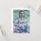 Carte Fille aux fleurs violettes (par Robert Reid) (Devant/Arrière en situation)