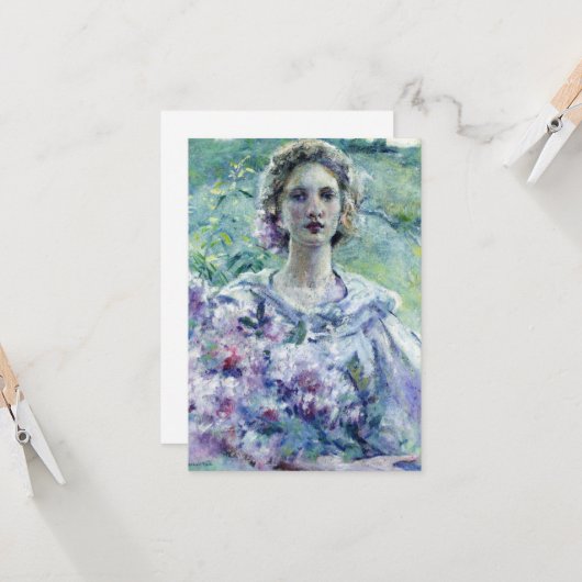 Carte Fille aux fleurs violettes (par Robert Reid) (Devant/Arrière en situation)