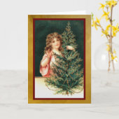 Carte Fille avec arbre de Noël (Fleur jaune)