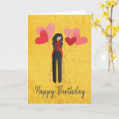 Carte Fille avec ballon fantaisiste (Fleur jaune)