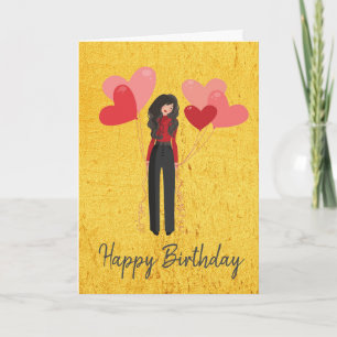 Carte Fille avec ballon fantaisiste