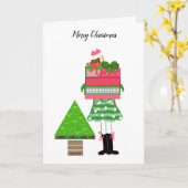 Carte Fille avec cadeaux et arbre (Fleur jaune)