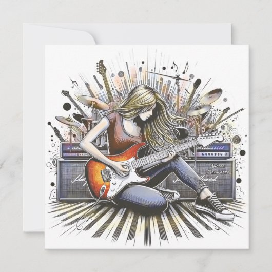 Carte Fille avec des vibes musicales (Devant)