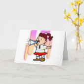 Carte Fille avec mégaphone (Fleur jaune)