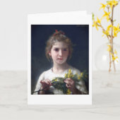 Carte Fille avec Mimosa, Bouguereau (Fleur jaune)
