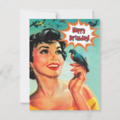 Carte Fille Avec Oiseau Joyeux Anniversaire (Devant)