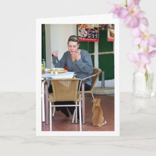 Carte Fille avec portrait de chat