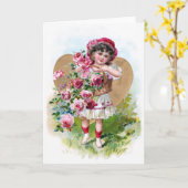 Carte Fille avec Rose (Fleur jaune)