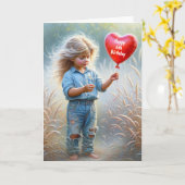 Carte Fille avec un ballon de coeur pour 6e anniversaire (Fleur jaune)